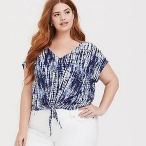 NWT Torrid SZ 1 Blue & White Tie Dye SS T-shirt